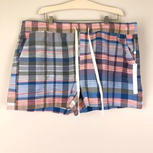 Caslon Plaid Drawstring Lounge Shorts in Blue, Pink, Tan